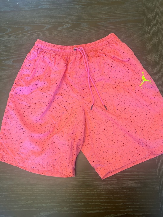 Jordan Other - Jordan Pink Swim Shorts with Black Speckle and Red Jumpman